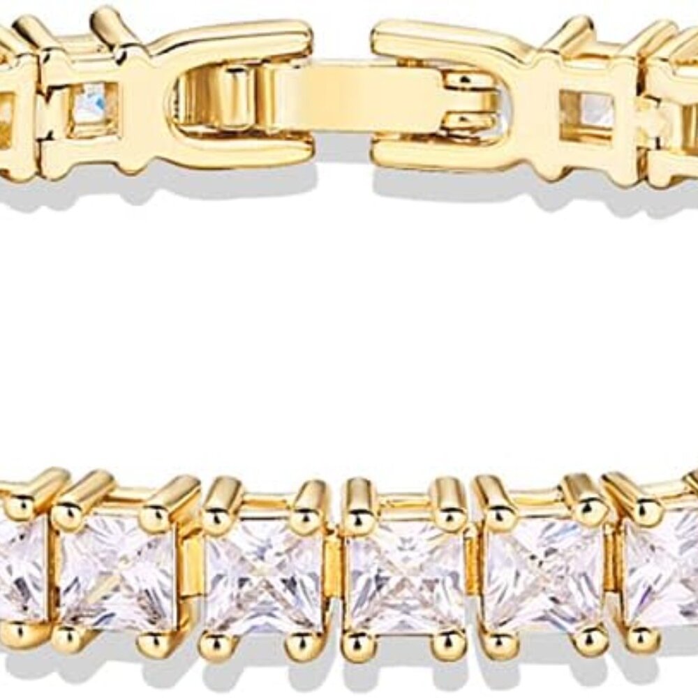 14K Gold Plated Cubic Zirconia Classic Tennis Bracelet | Gold Bracelets for Wome